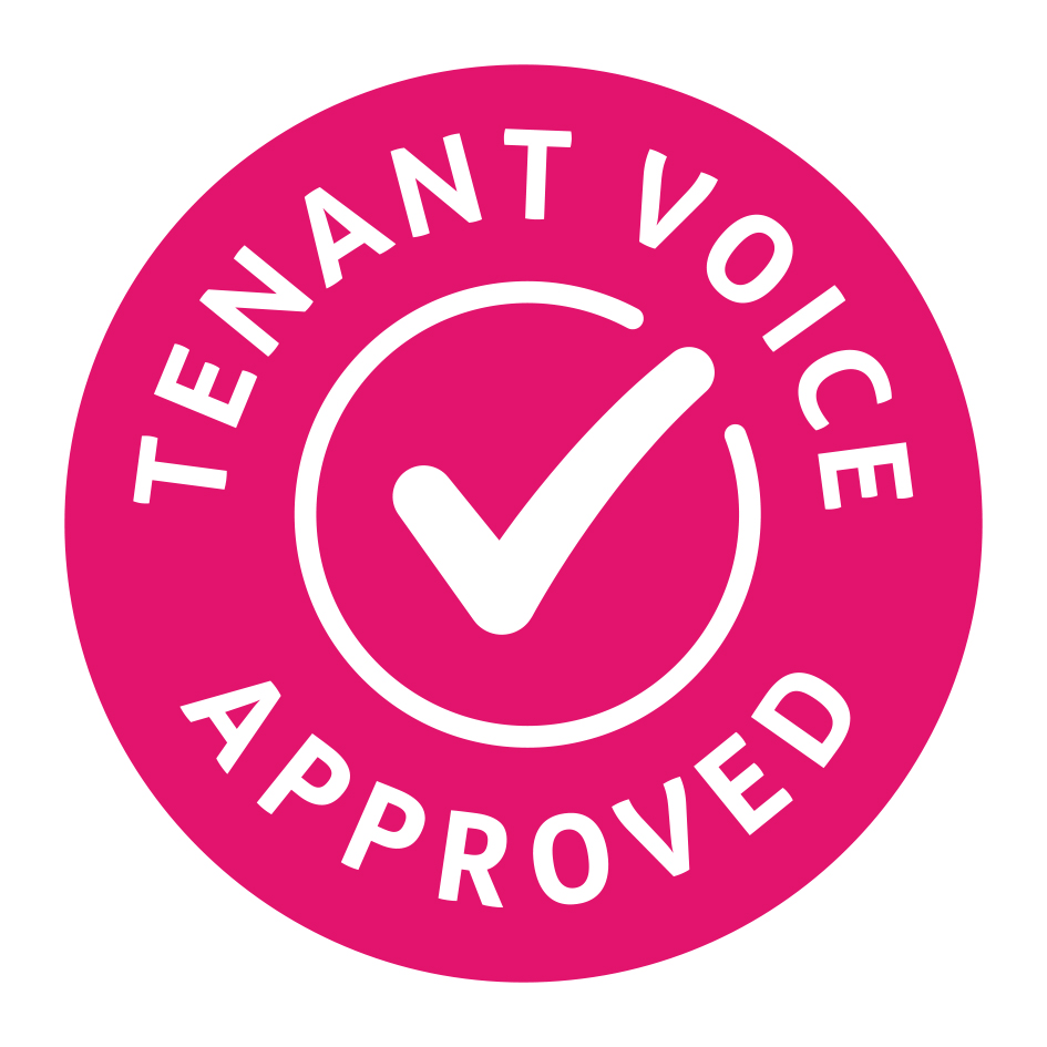graphic showing a tick and the words tenant voice approved